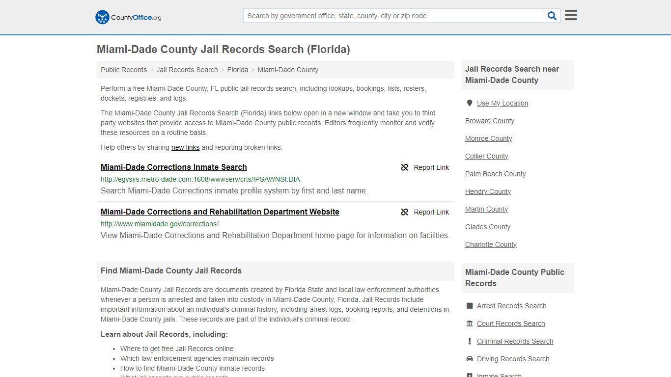 Miami-Dade County Jail Records Search (Florida) - County Office
