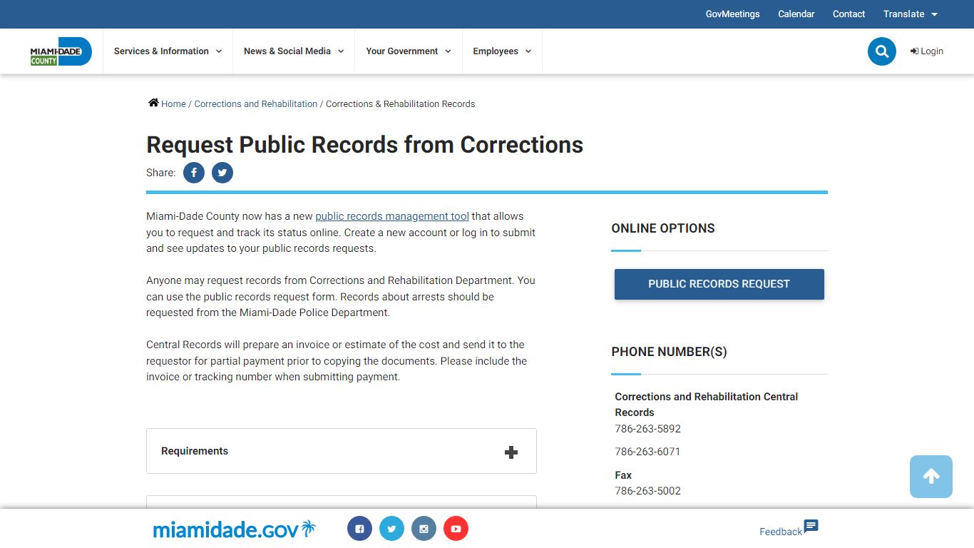 Corrections & Rehabilitation Records - Miami-Dade County, Florida